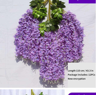 12Pcs Wisteria Artificial Flower Rattan Wreath Arch Wedding Home Garden Office Decoration pendant Plant Wall Decoration ALODIA STORE