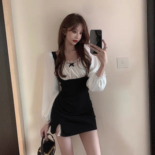 Women Spring Sexy Puff Sleeve Slim Mini Fashion Korean Style Dress ALODIA STORE