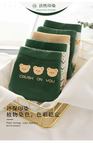 2021 Women Cotton Underwear Japanese Cute Briefs Mid Waist Seamless Underpants Cute Cartoon Panties Female Cotton Lingerie ALODIA STORE