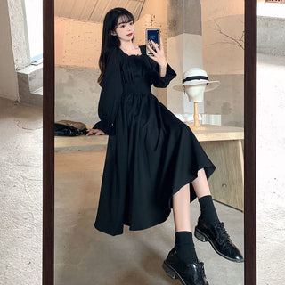 QWEEK Vintage Black Dress Women French Elegant ALODIA STORE