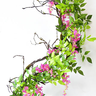 Wisteria Artificial Flower Vine Ivy Leaf Garland Silk Rose Flowers Rattan String Vine Wedding Arch Flower Home Garden Decoration ALODIA STORE