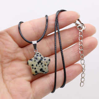 40cm Natural Five-pointed Star Shape Agates Tiger Eye Clear Quartzs Stone Pendant Necklace for Women Jewelry Gift Size 20x20mm ALODIA STORE
