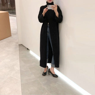 2023 Korean Style Turtleneck Long fall winter Sweater Dress Side split Female Pullover mujer sueteres ALODIA STORE