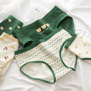 2021 Women Cotton Underwear Japanese Cute Briefs Mid Waist Seamless Underpants Cute Cartoon Panties Female Cotton Lingerie ALODIA STORE