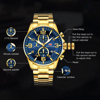 MINI FOCUS Watches Mens Top Brand Luxury Gold Watch Calendar Waterproof Chronograph Multifunction Business relogio masculino New ALODIA STORE
