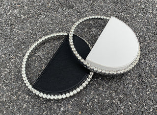 Luxury Colored Diamond Half Moon Women Purses and Handbags Evening Bag Serpentine Designer Party Clutch Bag Chic Wedding Bag ALODIA STORE