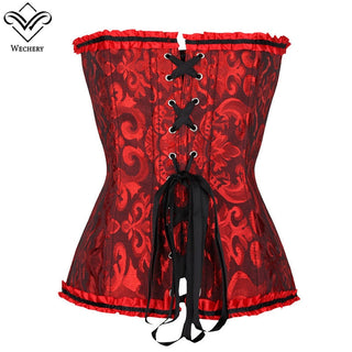 Gothic Corset Corselette Women's Corsets Steampunk Plus Size Overbust Corsage White Bodice Tops Sexy Lace Up Bustier S-6XL ALODIA STORE