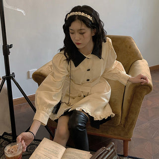 Vintage Elegant Dress Women Autumn Patchwork ALODIA STORE