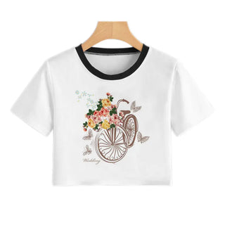 Summer fashion Harajuku Sexy tank Crop Top White T Shirt Clothes Women Cute Korean Style Graphic printed Croptop Short sleeve ALODIA STORE