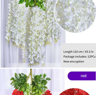 12Pcs Wisteria Artificial Flower Rattan Wreath Arch Wedding Home Garden Office Decoration pendant Plant Wall Decoration ALODIA STORE