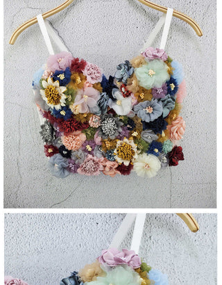 Ellolace 2020 Applique Floral Corselets Women's Bachelorette Bustier Bra Cropped Top Wedding Bralette Vest Sexy Corset Top ALODIA STORE