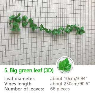 240cm Green Silk Artificial Hanging Ivy Leaf Garland Plants Vine Grape Leaves 1Pcs Home Bathroom Decoration Garden Party Decor ALODIA STORE
