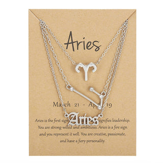 3Pcs/set 12 Zodiac Sign Necklace For Women 12 Constellation Pendant Chain Choker Birthday Jewelry With Cardboard Card ALODIA STORE