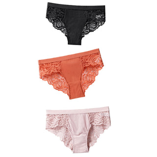 3 Pcs Cotton Panties Sexy Panty Briefs Lace Panties Women Underwear Lingerie Panties for Female Ladies Floral Pantys Underpants ALODIA STORE