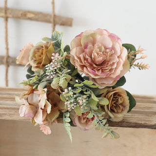 Autumn Artificial Peony Flowers Bride Silk Rose Bouquet DIY Wedding Home Garden Decoration Accessories Fall Hydrangea Fake Plant ALODIA STORE