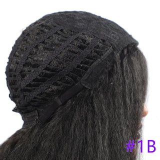 Long Kinky Straight Synthetic Wigs for Black Women Black Brown Blonde Ginger Red White Hair Afro Wigs Synthetic STW Hair Wigs ALODIA STORE