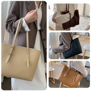 2pcs/Set PU Leather Handbag Women Large Capacity Casual Shoulder bags