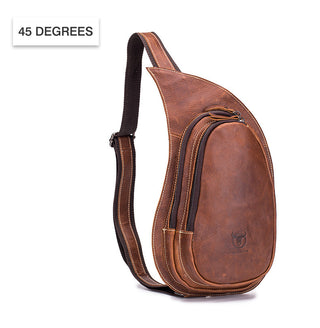 BULLCAPTAIN Leather Crossbody Bag Men Crazy Horse Leather Chest Bags New Fashion Multi-function card bag's mobile phone bages ALODIA STORE