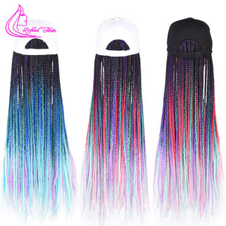 Box Braids Baseball Cap Wig 24inch Long Synthetic Braid Wigs Hat with Braiding Hair Extensions For Black Women Adjustable Size ALODIA STORE