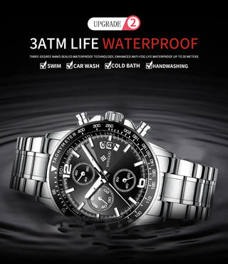 WISHDOIT New Fashion Men's Watch Top Luxury Brand Watch 30m Waterproof Luminous Stainless Steel Men's Watch Reloj hombre ALODIA STORE