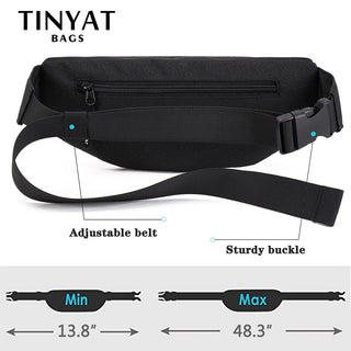 TINYAT Men Waist Bag Pack Purse Casual Large Phone Belt Bag Pouch Women's Canvas Travel Phone Bag Fanny Banana Bag Hip 4 Pockets ALODIA STORE