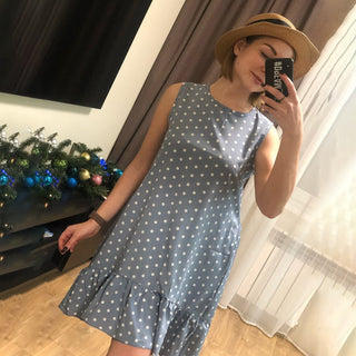 Summer dress Polka Dot Sleeveless Beach Mini Dress ALODIA STORE