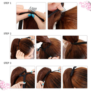 Allaosify Long Straight Clip In Hair Fake Hair Ponytail Hairpiece With Hairpins Synthetic Hair Pony Tail Brown Hair Extensions ALODIA STORE
