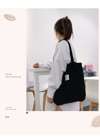 MABULA High Quality Casual Corduroy Tote Bag Environmental Soft  Shopping Bags Autumn Foldable Storage Grocery Handbag for Women ALODIA STORE