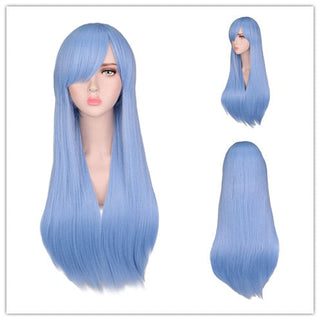 QQXCAIW Long Straight Cosplay Wig Black Purple Pink Blue Sliver Gray Blonde White Orange Brown Synthetic Hair Wigs ALODIA STORE