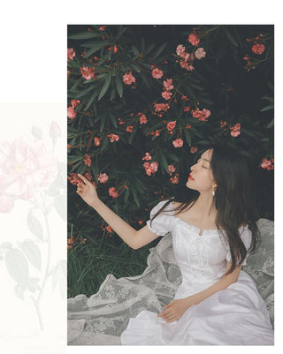 Elegant Fairy Dress Women White French Puff Sleeve ALODIA STORE