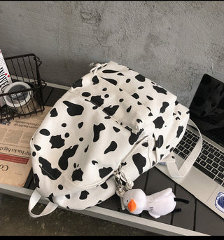 Cute Milk Cow Printing Women's Backpack Canvas Travel Mochila Women School Bag for Teenager Girls Fashion Rucksack Wholesale ALODIA STORE