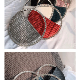 Luxury Colored Diamond Half Moon Women Purses and Handbags Evening Bag Serpentine Designer Party Clutch Bag Chic Wedding Bag ALODIA STORE