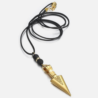 Unique Men's Necklace Stainless Steel Arrow Pendant Matte Black Glass Beaded Necklace Male Jewelry Dropshipping DNM07 ALODIA STORE