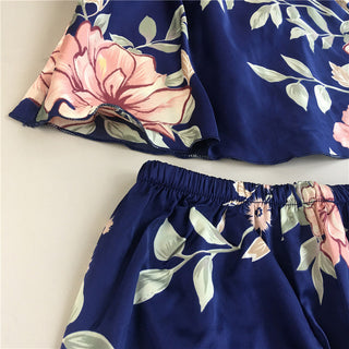 Daeyard Women's Pajamas Sexy Lingerie Silk Overall Print Cami And Shorts 2Pcs Pyjama Set Sleepwear Summer Pijama Nighty Homewear ALODIA STORE