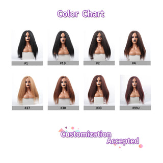 Long Kinky Straight Synthetic Wigs for Black Women Black Brown Blonde Ginger Red White Hair Afro Wigs Synthetic STW Hair Wigs ALODIA STORE