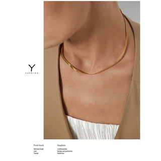 Yhpup Charm New Geometric Snake Chain Necklace Trendy Stainless Steel Jewelry Golden Metal Texture брелок Women Waterproof Gift ALODIA STORE