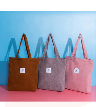 MABULA High Quality Casual Corduroy Tote Bag Environmental Soft  Shopping Bags Autumn Foldable Storage Grocery Handbag for Women ALODIA STORE