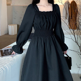QWEEK Vintage Black Dress Women French Elegant ALODIA STORE