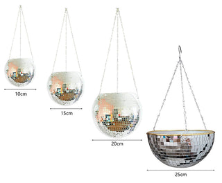 Disco Ball Hanging Flower Pot For Indoor Plants Bohemian Style Flower Planter Pots Rope Mirror Hanging Basket Garden Decor Vase ALODIA STORE