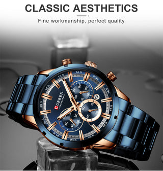 CURREN Men Watch Top Brand Luxury Sports Quartz Mens Watches Full Steel Waterproof Chronograph Wristwatch Men Relogio Masculino ALODIA STORE