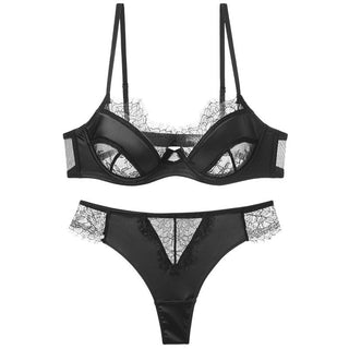 CINOON Sexy Eyelash Lace Bra Set Women Lingerie French Embroidery Bralette Push Up Brassiere Female Underwear Bra and Panty Set ALODIA STORE