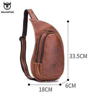 BULLCAPTAIN Leather Crossbody Bag Men Crazy Horse Leather Chest Bags New Fashion Multi-function card bag's mobile phone bages ALODIA STORE