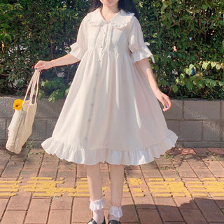 Sexy Black Dress Vintage Flower Long Puff Sleeve Chiffon Dresses ALODIA STORE