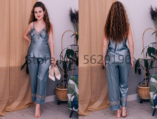4PCS Satin Sleepwear Lady Pajamas Suit Nighty&amp;Robe Set Sexy Intimate Lingerie Casual Bridal Wedding Gift Homewear Nightgown ALODIA STORE