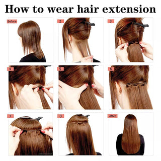 24Inchs 16 Clips in Hair Extensions Long Straight Hairstyle Synthetic Blonde Black Hairpieces Heat Resistant False Hair ALODIA STORE