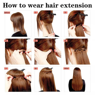 24Inchs 16 Clips in Hair Extensions Long Straight Hairstyle Synthetic Blonde Black Hairpieces Heat Resistant False Hair ALODIA STORE