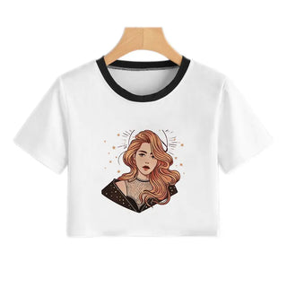 Summer Fashion Harajuku Sexy Tank Crop Top White Femme Clothes Women Cute Flower Season Girl Printed Croptop Short Sleeve ALODIA STORE
