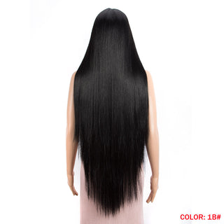 38 inch Straight Hair Synthetic Lace Front Wigs For Women High Temperature Fiber Ombre Blonde Highlight Cosplay Wig FASHION IDOL ALODIA STORE