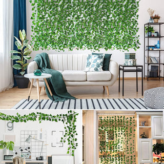 240cm Green Silk Artificial Hanging Ivy Leaf Garland Plants Vine Grape Leaves 1Pcs Home Bathroom Decoration Garden Party Decor ALODIA STORE