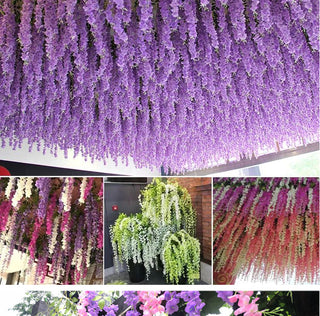 12Pcs Wisteria Artificial Flower Rattan Wreath Arch Wedding Home Garden Office Decoration pendant Plant Wall Decoration ALODIA STORE